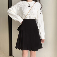 圣羅地奧百折裙半身裙氣質(zhì)款2025年秋冬新款百褶裙高腰顯瘦高個(gè)子 黑色_有松緊帶長(cháng)50 2XL_31-32（140-160斤