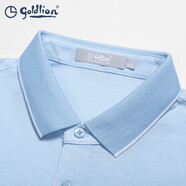 金利來【純棉/】男士短袖POLO易打理刺繡LOGO多色翻領(lǐng)親膚百搭POLO 25-天藍 XL