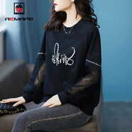 AEMAPE 衛衣女2025早秋季新款韓版時(shí)尚蕾絲拼接寬松洋氣外套女潮 圖片色 L