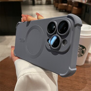 鑒百伊 磁吸四角防摔適用蘋(píng)果15手機殼新款iphone15promax高級感14蘋(píng)果13套12全包 薰衣灰硅膠磁吸四角防摔 iPhone 15 Pro