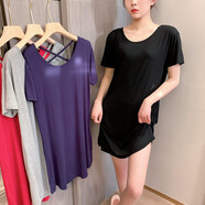 裴珂黛克（pinkdackeb）睡裙夏季薄款性感睡衣短袖涼爽簡(jiǎn)約少女純色睡衣 均碼 灰色