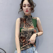 KNUT ELGVIN遮肉性感春季內(nèi)搭無袖打底女上衣衣歐洲站時(shí)尚印花修身高領(lǐng)背心 花色【單件裝】 M 建議80-100斤