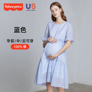 費(fèi)雪費(fèi)雪孕婦夏裝連衣裙新款夏季孕婦裙長(zhǎng)裙純棉裙子上衣小個(gè)子孕婦裝 藍(lán)色(蕾絲款) M【110-125斤適穿】