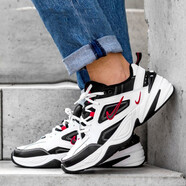 耐克（NIKE）新款男鞋 M2K TEKNO 舒適輕便緩震休閑運動(dòng)跑步鞋復古老爹鞋 AV4789-104 黑紅 39