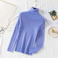 現寶蓮閃光絲毛衣新款秋冬緊身金絲套頭長(cháng)袖高領(lǐng)打底衫亮絲針織衫女  均 藍色 藍色