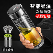 皇家洛克 ROYALLOCKE定制雙層玻璃杯泡茶杯子智能耐熱帶過(guò)濾網(wǎng)商務(wù)車(chē)載辦公  【智能+茶水分離】鋼本色450ML