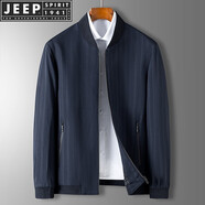 吉普（JEEP）爸爸春秋外套中年男士薄款棒球領(lǐng)夾克衫40-50歲中老年人秋裝上衣 2203藏青 XL 180 120-135斤左右