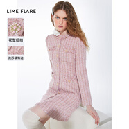 LIME FLARE萊茵福萊爾2024秋季新款小香風連衣裙編織收腰包臀裙氣質修身優(yōu)雅 桃粉色2【面料成分更新】 L