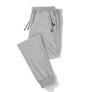 TLME & MINE輕奢高端品牌 休閑運動(dòng)褲子男夏春秋冬季新款直筒寬松加大碼束腳 淺灰色束腳 夏季 冰絲 薄款 5XL （建議180-200斤）