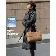 德瑪納【靜奢老錢(qián)】冬400T春亞紡90鴨絨長(cháng)款雙排扣荷葉邊羽絨服女