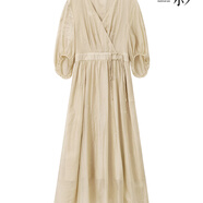 片斷（dribs＆drabs）片斷【竹影春野】連衣裙女2025春季新款國風(fēng)v領(lǐng)燈籠袖盤扣長裙 卡其 155/80A/S