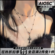 AIOSC暗黑十字架項鏈鎖骨鏈女長(cháng)款雙層疊戴配飾輕奢高級感甜酷辣妹小眾 暗黑十字架項鏈