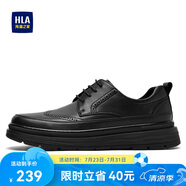 海瀾之家HLA皮鞋男士復(fù)古雕花英倫風(fēng)格商務(wù)休閑鞋HAAPXM1EAV069 黑色40