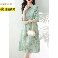 夏典素訂女王（SE.PSTP）復(fù)古中國風(fēng)連衣裙大碼女2026年夏季優(yōu)雅氣質(zhì)新中式改良旗袍中長裙 綠色 M (建議90-110斤)