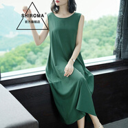 SHIROMA 女裝中長(cháng)款背心連衣裙 夏季新款韓版無(wú)袖寬松內搭打底長(cháng)裙 綠色 3XL