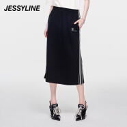 Jessy line杰茜莱黑色高腰中长款半身裙女夏新款百搭a字裙子 商场同款 黑色 XS/155