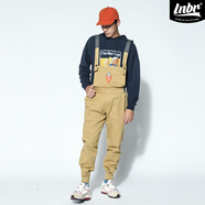 LIGHTNING BEAR工裝背帶褲男胖子寬松年秋冬潮流新款長(cháng)褲 卡其色 S