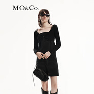 MO&Co.兩件套連衣裙針織坎肩&牛仔吊帶裙搖滾燙鉆棉質摩安珂 牛仔黑色 S 160