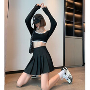 奕卬西裝百褶裙女春秋夏款2023新款高腰顯瘦半身裙短裙a字裙學(xué)院JK裙 百褶裙黑色【側(cè)隱形拉鏈+內(nèi)襯】 2XL【建議115-125斤】