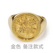 柒玥925銀十字架戒指男女定制四季花卉印章 金色