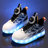 斷碼名牌兒童鞋碼童鞋暴走鞋男新款發(fā)光運動(dòng)鞋中大童滑輪學(xué)生溜冰輪可拆 冰月暴走鞋可拆卸 冰月暴走鞋可 32