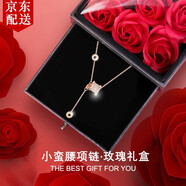 莞晗小蠻腰銀項鏈女玫瑰彩金鎖骨鏈轉(zhuǎn)運(yùn)珠吊墜情人節(jié)生日禮物送女友 玫瑰金【永生玫瑰花禮盒+證書】