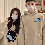 MDlila《兩件裝》情侶裝衛(wèi)衣秋冬季套裝衣服紅色一男一女寬松連帽外套 吃魚的貓  男杏+女杏（春秋款） L 男+女L