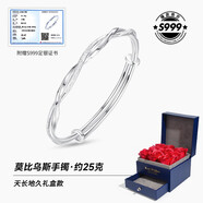 銀千惠莫比烏斯環(huán)999足銀手鐲女士實(shí)心銀鐲子520情人節生日禮物送女友 手鐲/約25克+豪華玫瑰花禮盒 玫瑰禮盒送老婆/時(shí)尚飾品配證書(shū)