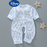 迪士尼（Disney） 嬰兒連體衣薄款空調(diào)服夏裝長(zhǎng)袖男新生兒衣服哈睡衣女寶寶棉夏季 鏤空菠蘿開(kāi)檔藍(lán)色 80碼(8-11個(gè)月)