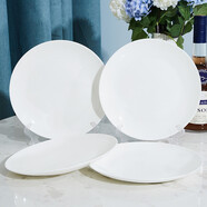 紅牡丹 白色骨瓷盤(pán)子套裝家用西餐盤(pán)釉下彩菜盤(pán)純白碟子陶瓷牛排盤(pán)沙拉 純白8英寸月光 4個(gè)裝 8英寸