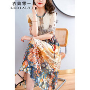 衣典零一（LEDIALYI）真絲連衣裙2024夏季女裝新款杭州高端品牌中年桑蠶絲碎花裙子夏天 花色 M