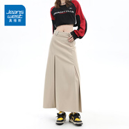 真維斯（Jeanswest）復(fù)古工裝半身裙女夏季新款高腰顯瘦氣質(zhì)中長款裙子開叉長裙女 高級其-西裝款 M
