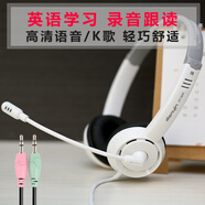 筆記本耳機頭戴式iPad蘋(píng)果Macbook平板Pro一體機臺式機學(xué)習用網(wǎng)課耳麥學(xué)習機點(diǎn)讀機家教機耳機 白色-雙插頭版-臺式電腦