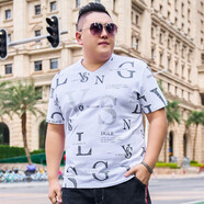 圣彼威朗 加肥加大碼短袖t恤男胖子肥佬體恤潮牌胖人衣服大碼半截袖打底衫 DX175白色 7XL (270-290斤)