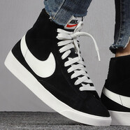 耐克（NIKE）新款男女鞋 Blazer Mid 麂皮 男子女子高幫運(yùn)動(dòng)休閑鞋板鞋 AV9376-001經(jīng)典黑白 38.5