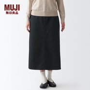 MUJI 女式 絲光斜紋 裙子半身長裙秋冬季簡約風純棉全棉BEK37C2A 黑色 M(160/66A)