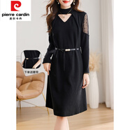 皮爾卡丹（pierre cardin）小心機(jī)鏤空針織連衣裙女中長(zhǎng)款秋冬2025新款洋氣配大衣內(nèi)搭毛衣裙 黑色 2XL 【135-150斤】