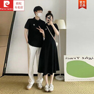 皮爾卡丹（pierre cardin）情侶裝夏裝套裝短袖t恤男高端感一衣一裙連衣短裙polo.裙夏季 女黑連衣裙+男黑POLO衫 XL 女+男XL