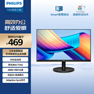 飛利浦 21.5英寸 全高清75Hz 窄邊低藍光不閃屏壁掛 HDMI/VGA 網課學習 辦公顯示器 商務電腦顯示屏221i8