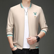 FXEW輕奢潮流立領(lǐng)刺繡夾克男2025歐洲站春秋冬季休閑加絨加厚外套上衣 米白色小白兔 XL 120-135斤