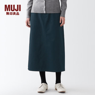 MUJI 女式 絲光斜紋 裙子半身長裙秋冬季簡約風純棉全棉BEK37C2A 藏青色 S(155/62A)