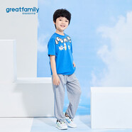歌瑞家（greatfamily）兒童褲子夏季男寶寶撞色寬松腰針織長褲童裝下裝樂友 灰色 90cm