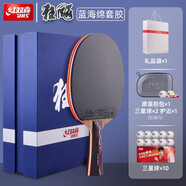 紅雙喜六星級乒乓球拍橫直拍單拍天極藍成品拍狂飆NO禮盒裝【發(fā)順豐】 【狂飚6號】長(cháng)柄橫拍+10顆三星球