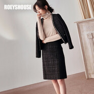 ROEYSHOUSE 羅衣氣質(zhì)小香風(fēng)套裝女秋冬裝新款西裝外套半身裙修身套裝01087 黑色 XL