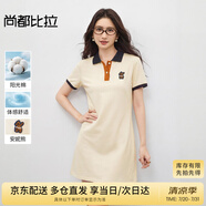 尚都比拉美式復(fù)古風(fēng)小熊刺繡POLO連衣裙小個(gè)子夏季寬松顯瘦裙子 杏色 XL 
