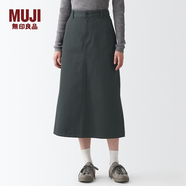 MUJI 女式 絲光斜紋 裙子半身長裙秋冬季簡約風純棉全棉BEK37C2A 炭灰色 M(160/66A)