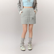 CHUU字母刺繡半身裙女2025秋季新品松緊腰抽繩衛裙休閑包臀短裙子 灰色 S