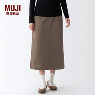 MUJI 女式 絲光斜紋 裙子半身長裙秋冬季簡約風純棉全棉BEK37C2A 深咖啡色 L(165/70A)