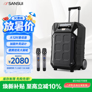 山水（SANSUI）戶外K歌專用音響廣場舞拉桿音響室外演出重低音智能無線麥克風12英寸D12電木吉他民謠樂器音箱