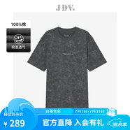 杰帝梵（J.D.V）男裝夏季新款深灰純棉印花圓領(lǐng)寬松短袖T恤STT4442 深灰 M 175/100C